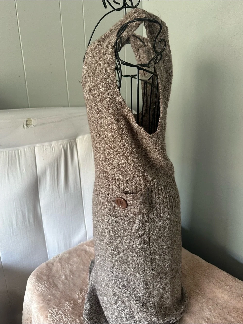 Brown Knit Pocket Dress